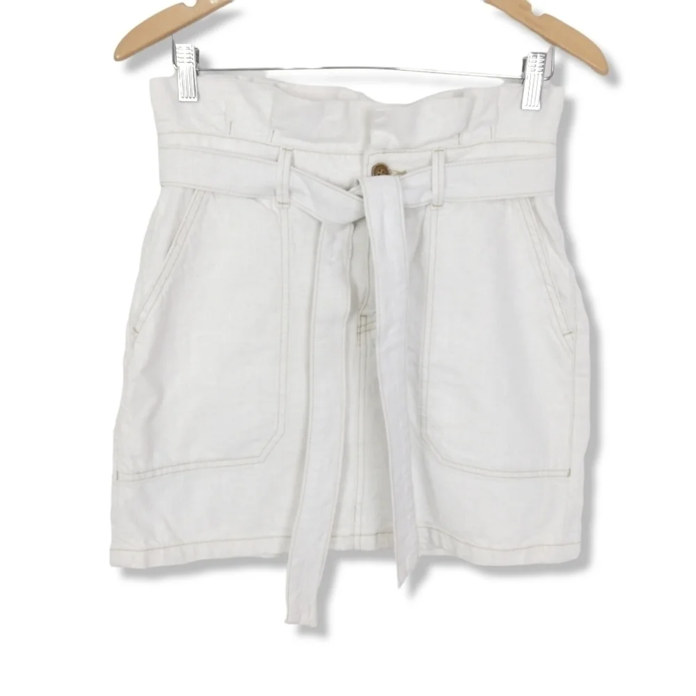 Free People High Rise Denim Skirt In Ecru Size 4 - Picture 2 of 5